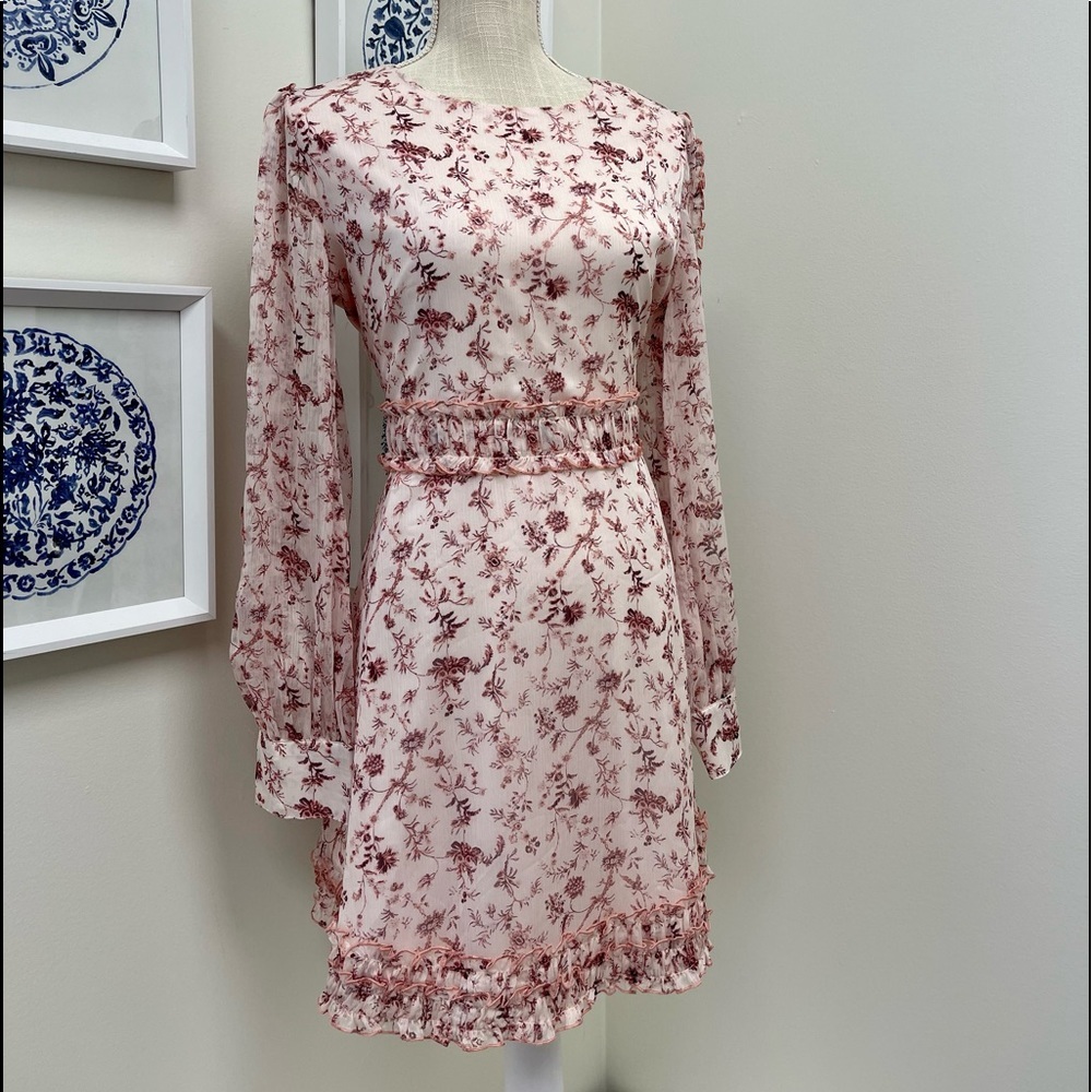 💐 AQUA Toile Ivory/Pink Floral Print Dress***BRAND NEW WITH TAGS***💐